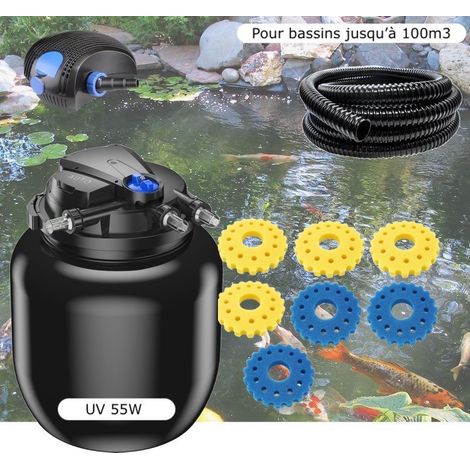 Kit Filtre Pression UV 55W, Pompe, + Mousses Supplémentaires Tuyau, Pour Bassins De 100000 L (1/5)
