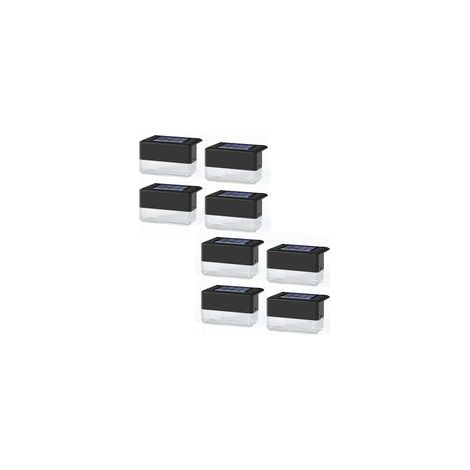Paquete de 8 luces LED solares para barandillas, luces solares para exteriores, luz solar impermeable para escalones, utilizada para escaleras, cercas, terrazas, jardines, patios.