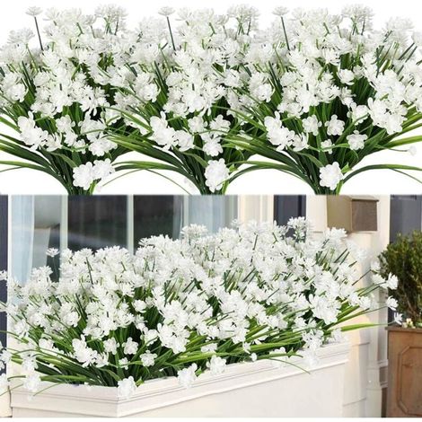 Plante fleurie artificielle Plantes et fleurs artificielles d'extérieur résistantes aux UV - Blanc 8PCS-RAPANDA (1/4)