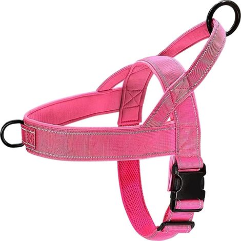 Hundegeschirr, strapazierfähiges Material, verstellbar mit reflektierenden Streifen, XL, Rosa (1/2)