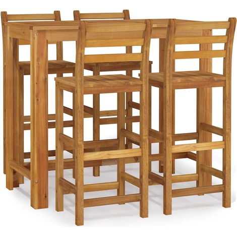 Maison Exclusive - Mesa y taburetes altos de jardín 5 pzas madera (1/5)