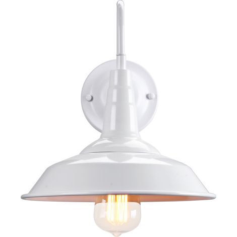 Applique murale industriel en métal fer forgé, Lampe éclairage interieur extérieur E27 luminaire – Blanc (1/5)