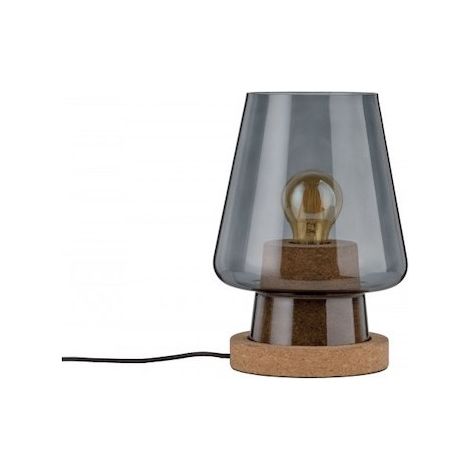 PAULMANN 79736 NEORDIC IBEN LAMPE DE TABLE, MAX. 1X20W, E27, VERRE FUMÉ LIÈGE, 230V, VERRE/LIÈGE 797.36 (1/5)
