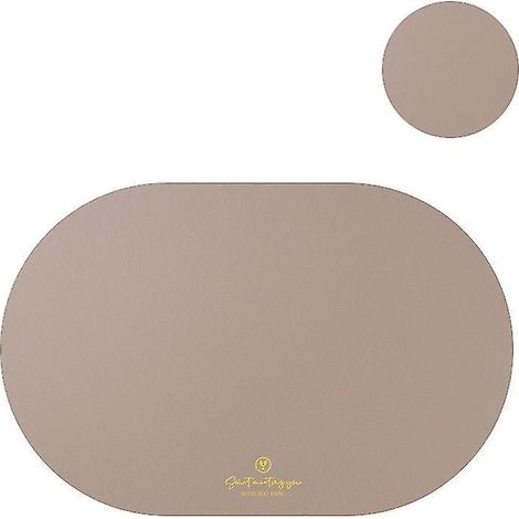 Dessous de plat ovale en similicuir, lot de 4, isothermes, couleur crème beige.-4 sets (1/5)