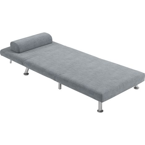 Single VelvetFeel Sleeper Chair Grey (1/5)