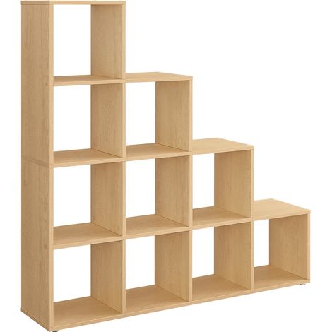 Vasagle – Bibliothèque enfant 10 compartiments – Panneau d’aggloméré beige chêne – Dimensions 29 x 129,5 x 129,5 cm – Kit anti-basculement inclus