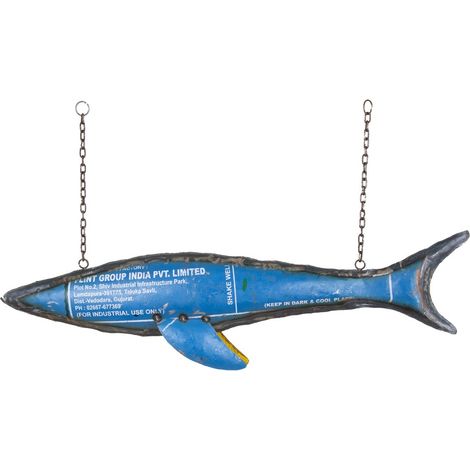 Signes Grimalt Mur de figurines marins Adorno Adorno Pendant Fish Metal Plates bleu 21x10x85cm 28634