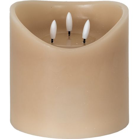 Luxe Collection Natural Glow 6x6 Melted LED Candle - Plastic - L15 x W15 x H15 cm - Taupe