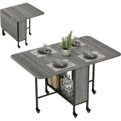 Six-Person Drop Leaf Dining Table - Grey/Black (1/5)