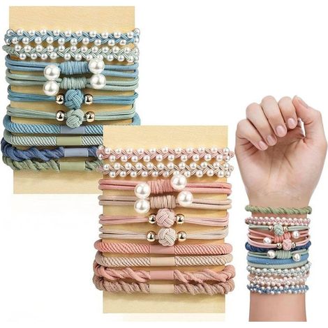 Elastiques à cheveux bohèmes,élastiques pour queue de cheval avec perles,Élastiques de style bohème avec perles,bracelets (1/5)