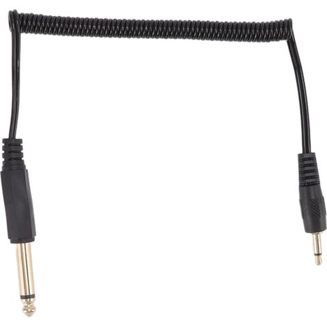 Câble spiralé plaqué or rétractable 6,35 mm vers 3,5 mm, adaptateur audio portable Plug and Play pour PC, ordinateur portable et lecteur MP3 (prise mono mâle vers prise mono mâle 3,5 mm). (1/5)