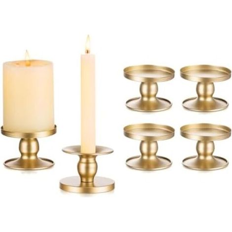 Lot de 6 Petite Chandelier Bougeoir Doré Mariage - Bougeoirs Métal Décoratifs pour Bougies Chandelles Piliers Noel Decoration Mai (1/4)