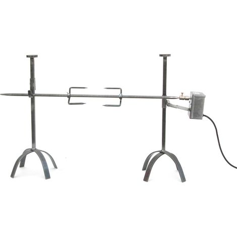 Le Marquier – Tournebroche à lardoire 75 cm – Moteur électrique 10 kg – Pour cuisson au feu de bois ou charbon – Deux lardoires incluses