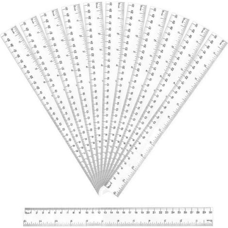 Règle - 30 cm - Transparente - Scolaire Et Bureau - Lot De 12 (1/4)
