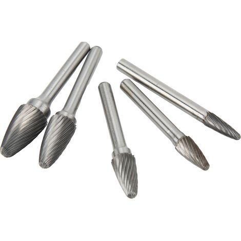 Lot de 5 fraises en carbure à simple coupe rotatives avec queue de 6 mm/0,24 po pour gravure, polissage et perçage (1/5)