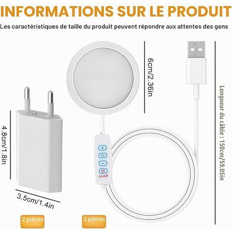 A1/A1mini/P1S/P1P/X1C 3W 3D Printer LED Lamp 3D Printer Accessories Creative DIY LED Kit Night Light 3D Printing Models USB Adapter (1/4)