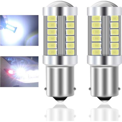 2 Ampoules LED 1156 BA15S 900LM Blanc 5730 SMD Feux Arrière Stop Recul Voiture 12-30V