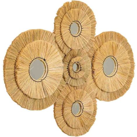 Espejo de fibra natural marrón 97x77x3