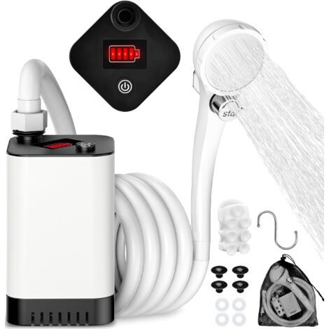 Douche Portable Camping, 6000mAH Rechargeable Douche Camping avec Pompe, IPX7 Waterproof, Pommeau de Douche Réglable, pour Extérieure, Camping (1/5)