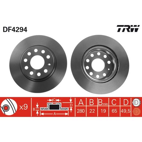 DISQUE DE FREIN AVANT DF4294 TRW (1/5)