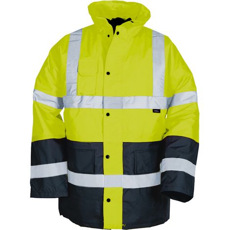 VWJK05 Chaqueta reflectante de alta visibilidad Vizwell XXL Amarillo fluorescente/Azul marino (1/2)