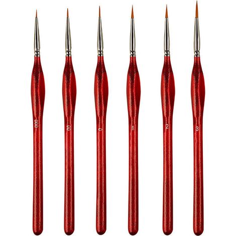 Ensemble de 6 pinceaux miniatures pour peinture fine et artistique, petits pinceaux parfaits pour l'acrylique, la peinture par numéros, les figurines, l'artisanat et les maquettes (bois) (1/5)
