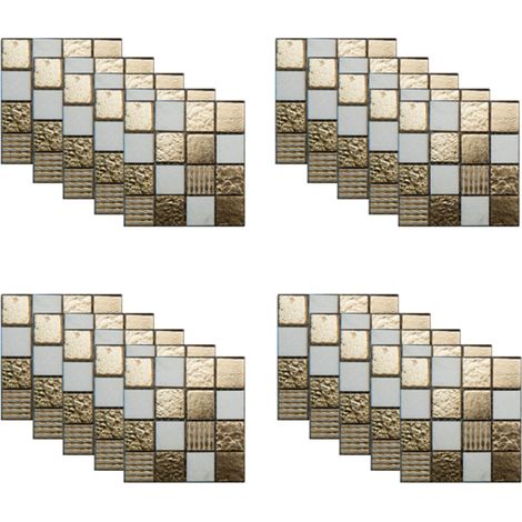 Carrelage Auto-Adhésif 3D - Carreaux Muraux PVC 15 x 15 cm - Pour Cuisine Salle De Bain Dosseret - 20 Pièces (1/5)