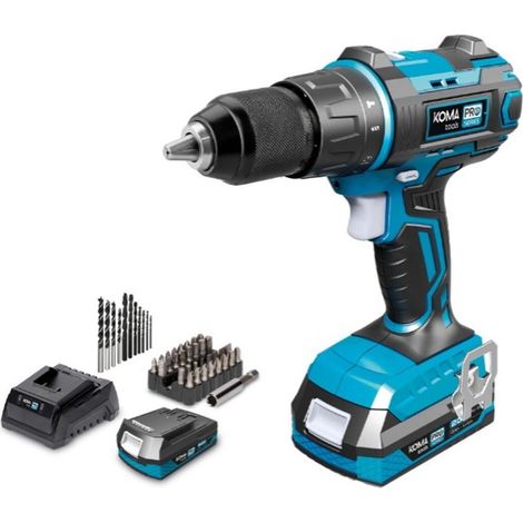 Kit Trapano/Avvitatore 20V con 2 Batterie da 2,0 Ah e Caricabatterie 22,5x20,3cm Pro Series Koma Tools (1/5)