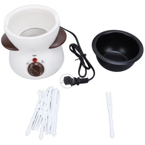 TONYSA Mini ensemble de fondue électrique avec 10 fourchettes à tremper Pot à fondue au chocolat Pot à chocolat fondu Petit pot pour caramel, fromage blanc Prise UE 220 V