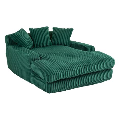 Cord-Schlafsofa 125x155x63 cm, modernes Bodensofa mit 3 Kissen, Einzelsitzer Couch aus Cord, ohne Montage, für Wohnzimmer Büro, Grün