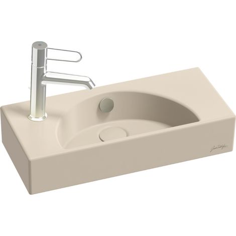 Lave-mains compact 50 cm JACOB DELAFON Odéon Rive Gauche 1 trou de robinetterie à gauche Argile satiné avec bonde