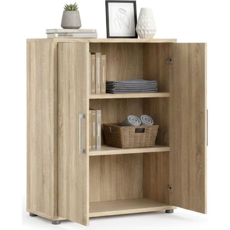 Dmora - Kommode Warszawa, Wohnzimmerbuffet, Wohnzimmer-Sideboard, Moderne Küchen-Speisekammer, 89x40 h113 cm, Eiche