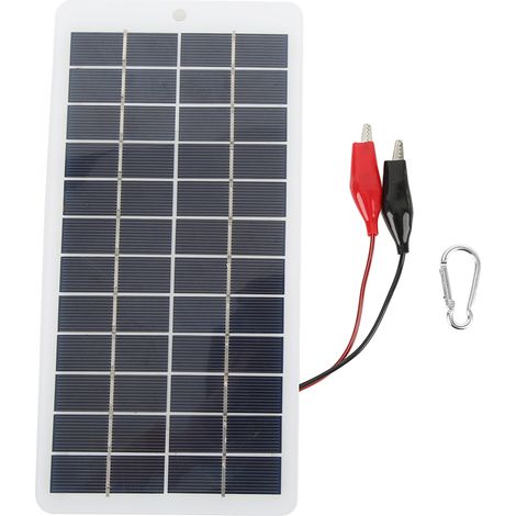 Ortviai Panneau Solaire 5 W 12 V en Silicium Polycristallin Haute Efficacité Portable avec Mousqueton (1/5)