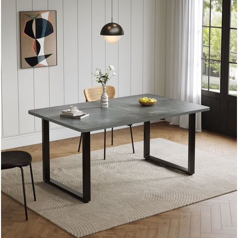 Tavolo da pranzo allungabile 140/180/220 x 80 cm, grigio, in MDF, per 6-10 persone (1/5)