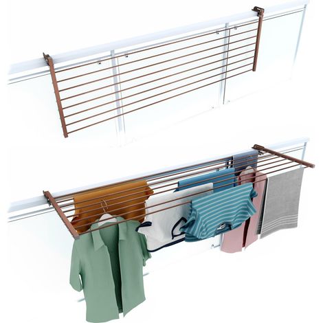 étendoir à Linge Balcon et Garde Corps, Pliable, 162 cm (1/5)