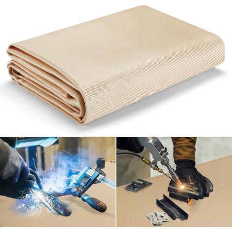 Manta de soldadura de fibra de vidrio resistente al calor y de alta resistencia, con ojales de latón, alfombrilla de soldadura multiusos para barbacoa, ahumador, camping y uso industrial (1,2 x 1,8 m)