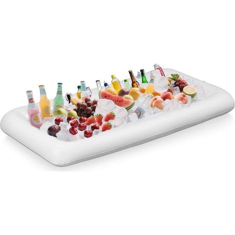 CCYKXABar Gonflable Barres de Service Gonflables avec Bouchon de Vidange 130 x 63 x 12cm Rectangle Bac à Glaçons Buffet Gonflable pour été Fête à la Piscine (1/5)