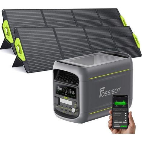 Tragbares Kraftwerk - FOSSIBOT - F1800 - 1024W Ausgang - 1800W Spitzenleistung - 2×200W Solarpanels