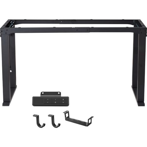 Bureau assis-debout électrique à double moteur, piètement réglable en hauteur 70-117 cm, 4 positions mémoire, base table debout pour bureau maison, noir (1/5)
