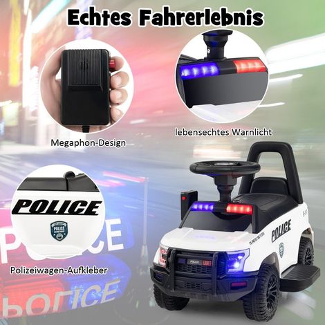 GOPLUS Kinder Elektroauto Polizei – 6V Fahrzeug Mit Megaphon, Sirenen-Lichtern & Musik – Für Kinder 18–60 Monate – Geschenk Mit Verstecktem Stauraum