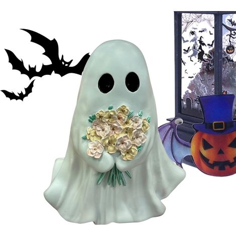 Décoration fantôme d'Halloween - Statue fantôme d'Halloween avec fleurs en (1/5)