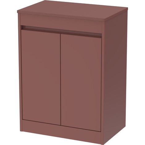 Chartley Contemporary Floor Standing 2 Door Vanity Unit with Laminate Worktop, 600mm, Smoked Red