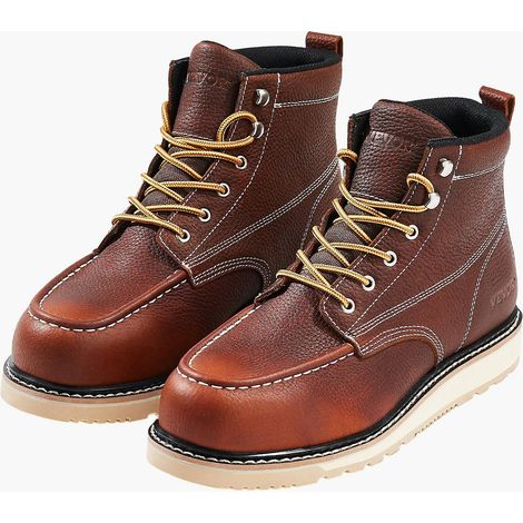 Bottes à embout en acier taille US 10,5, bottes de travail à bout mocassin imperméables pour hommes, antidérapantes, légères et respirantes à semelle en caoutchouc EVA, pour construction, marron (1/5)
