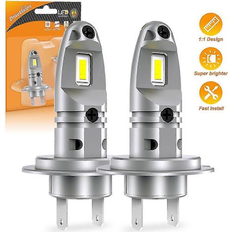 Lot de 2 mini ampoules LED H7 60 W pour phares de voiture (sans ventilateur), LED blanche 3570 CSP ultra-lumineuse pour feux de brouillard. (1/5)