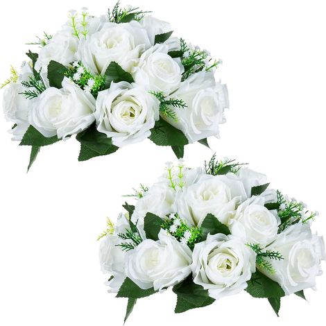 Fleur Artificielle - Boule De Fleur En Soie - Pour Décoration De Mariage Table Principale Escalier Voiture - Diamètre Tête De Fleur 7,6 Cm - 2 Pièces (1/5)
