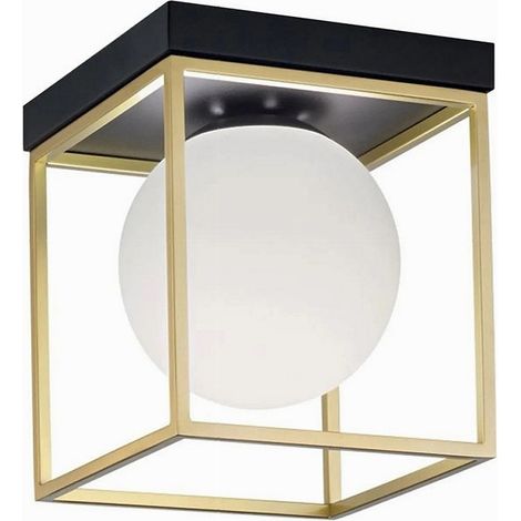 TRADE SHOP - Plafoniera Da Soffitto Lampada In Metallo Nero Bronzo Con Sfera In Vetro G9 C76-1 - (1/5)