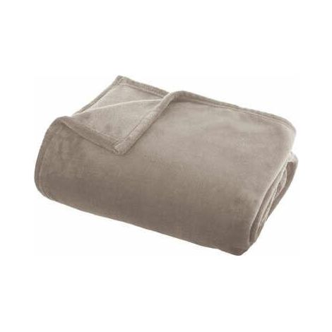 Plaid Flanelle Beige lin 125 x 150 cm - Atmosphera