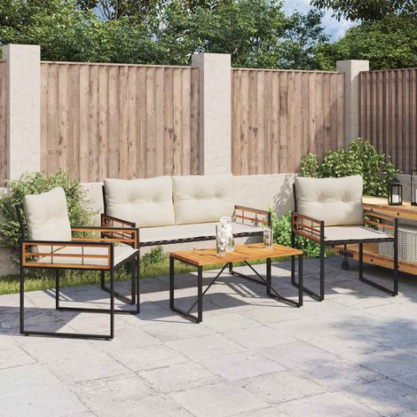 Gartenmöbel Set mit Kissen 4 pcs Creme