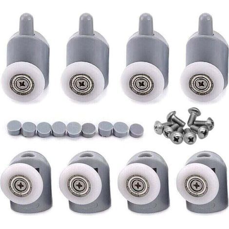 8 Roulettes Porte Douche Coulissante 23 mm Galet 4 Supérieures 4 Inférieures Salle de Bain (1/4)