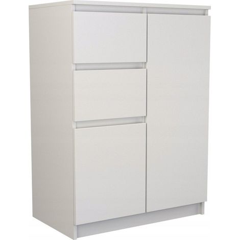 CÓMODA 2D2S, ALTURA 97 CM, 2 PUERTAS, 2 CAJONES, BLANCA